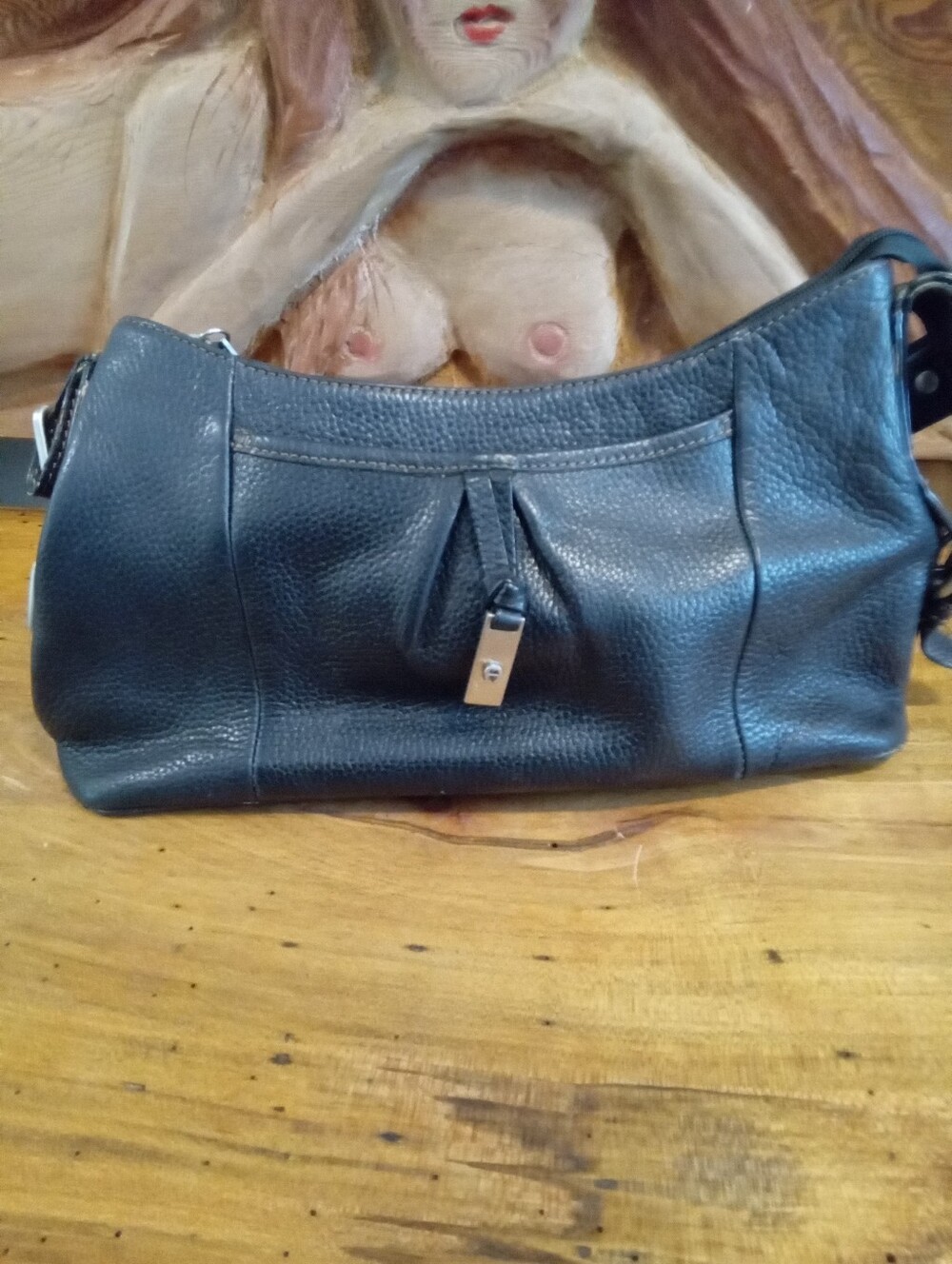 Vintage Etienne Aigner Black Textured Pebble Leather Hobo Shoulder Bag
